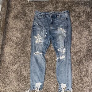 American Eagle Outfitters Ripped Blue Skinny Jeans